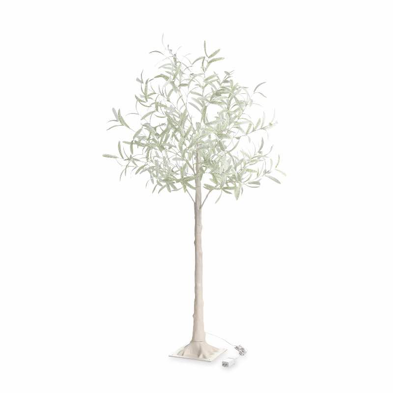 Indoor/ Outdoor Faux Lighted Olive Tree, 5' - White